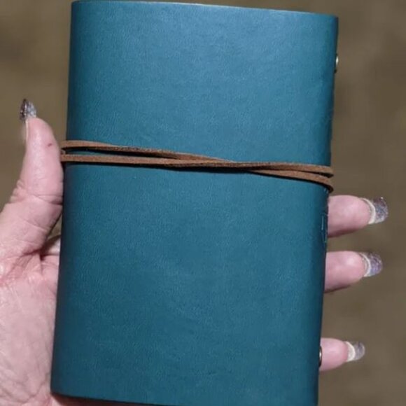 Turquoise Vintage Embossed Leaf Journal Notebook Kraft Paper Book - Picture 4 of 6